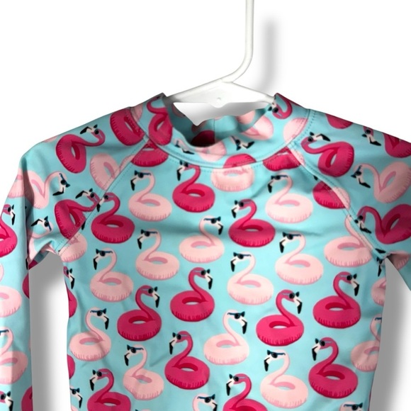 Janie & Jack Long Sleeve Rash Guard, Floaty Flamingo Print, Size 18-24 Months - Picture 2 of 11